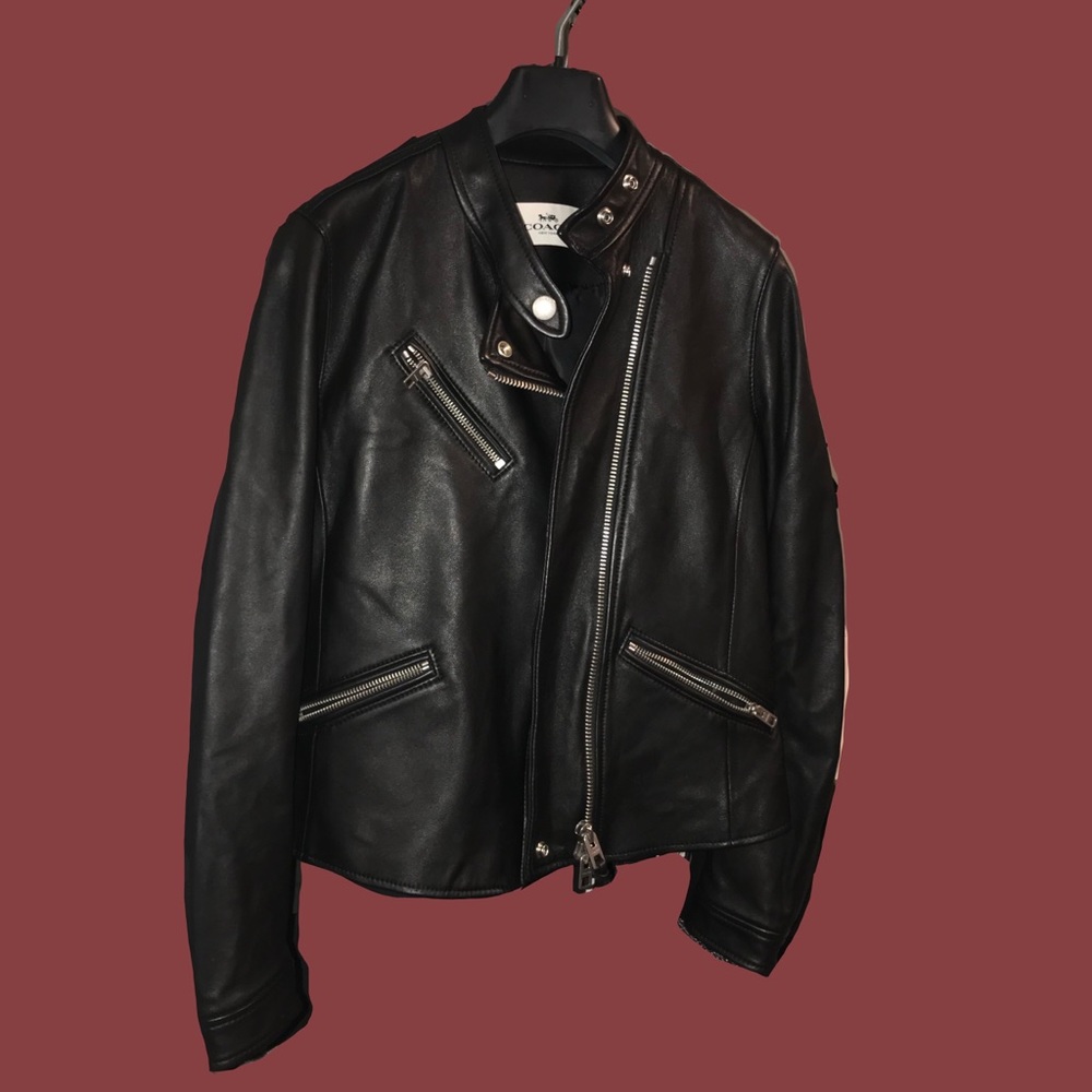 Coach leather jacket- near new xs